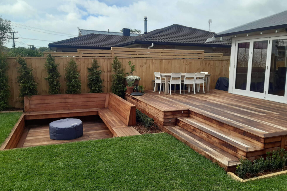 Kwila deck with fire pit