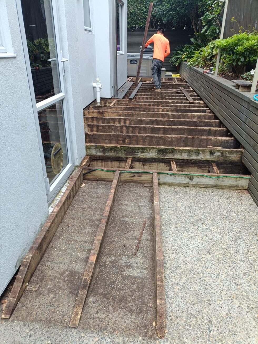 Removing decking for a deck re-clad